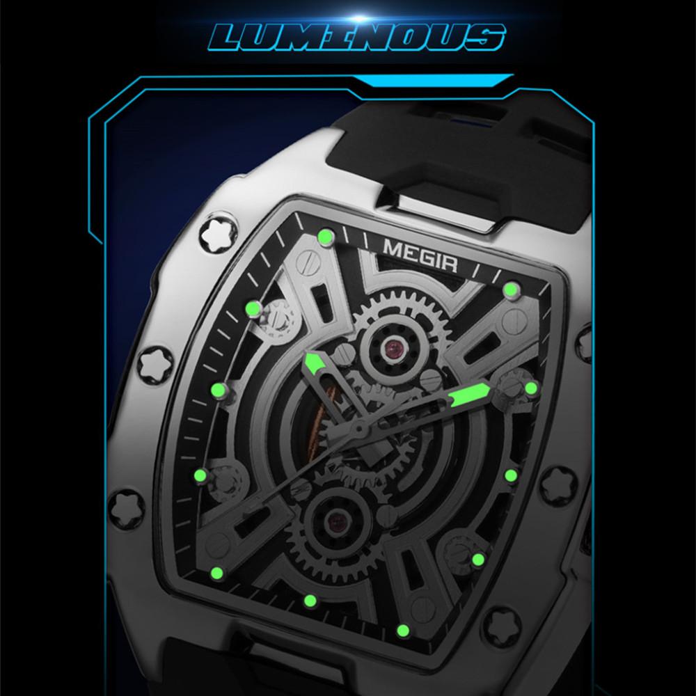 Megir Sportuhren für Herren Wasserdicht Militärische Quarz-Armbanduhr Silikonarmband Großes Zifferblatt Leuchtend Lässige Uhr Uhr Montre Homme 8116
