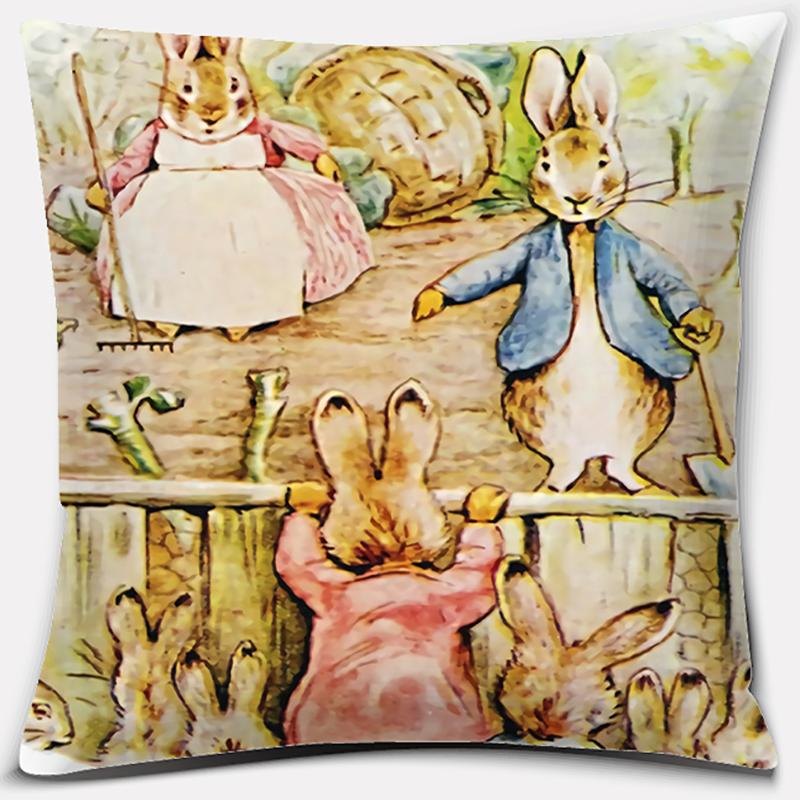 Cute Cartoon Rabbit Printing Series Pattern Pillowcase Square Pillowcase Home Office Decoration Pillowcase