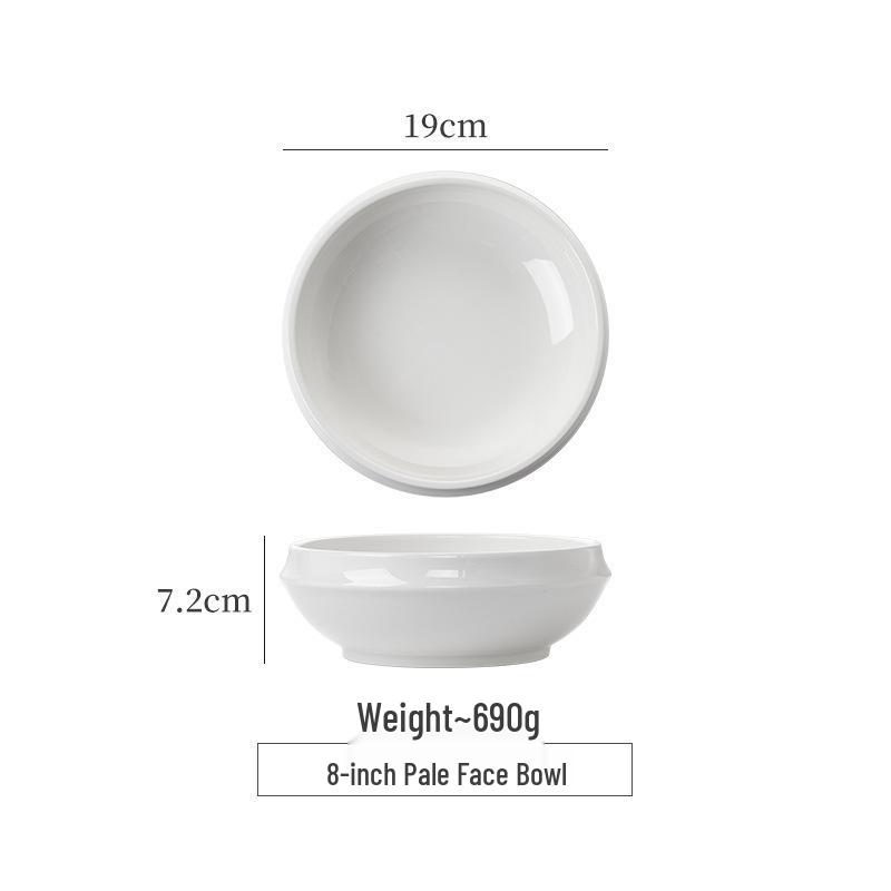 קערת עצם סין עמוקה לבנה אלגנטית: קערת מרק/אטריות/פירות ים למלון ומסעדה - עיצוב לא סדיר ויצירתי