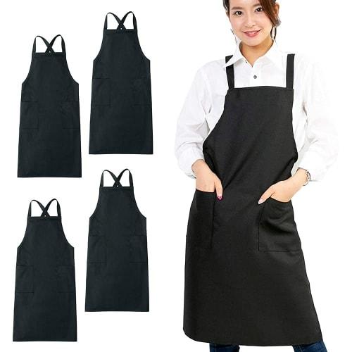 PRISM UNIFORM (Set of 5) Back Cross Apron, X-Shaped, Black, Solid Color, Unisex, 100% Polyester, Black, Chest Guard Style
