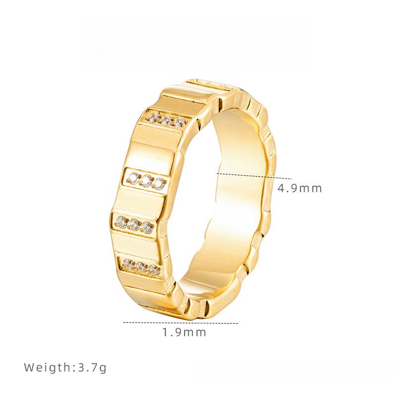 

Модное кольцо с цирконом в стиле легкой роскоши, инкрустированное парное кольцо с гальваническим покрытием из титановой стали, женские украшения 9