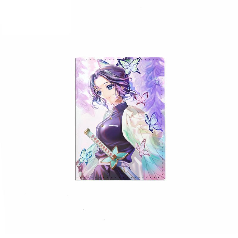 Japanese Anime Demon Slayer Passport Cover Unisex Students Travel Passport Holder Wallet Women Leather Credit Card Holder Case