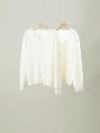 2026 Mulberry Silk Wool Cashmere & Merino Wool Brushed Sweater Cardigan