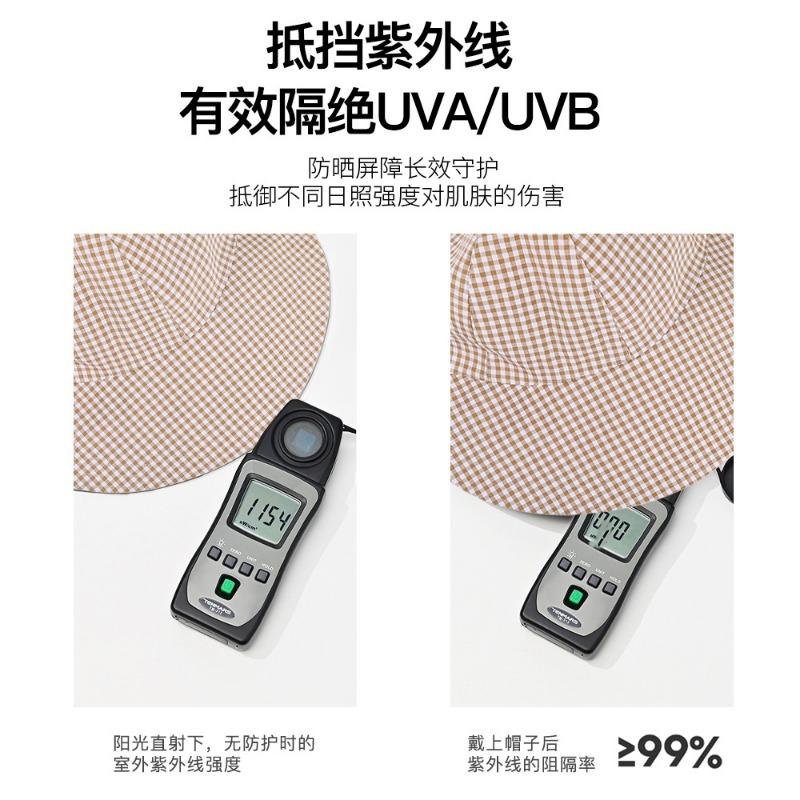 Double-sided Plaid Sunscreen Hat Women's Summer Foldable Sun Hat Outdoor UV Protection Breathable Big Eaves Sun Hat Batch