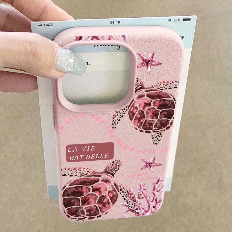 Colorful Ocean Park Phone Case For iPhone 17 16 Pro Max Luxury Leather Texture Matte Silicone Cover For iPhone 15 14 13 Pro Max 11 16e 17e