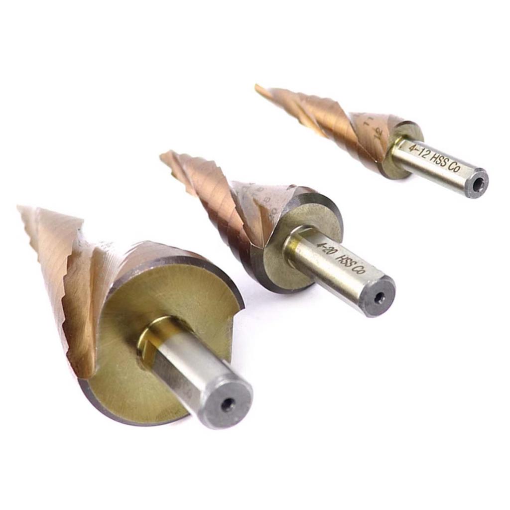 4-12mm/20mm/32mm HSS Titan Spiralnut Stufenbohrer, Dreieckiger Griff Stufen Metallbohrer