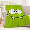 Cute Frog Cartoon Game Funny Face o-Om n-Nom Flannel Warm Comfort Soft Plush Blanket for Sofa Living Room Bedroom Travel Gift