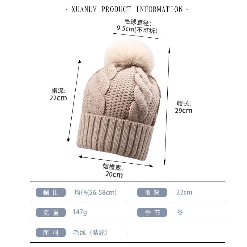 Fashion New Autumn and Winter Knitted Hat European and American Outdoor Warm Plush Ball Wool Hat
