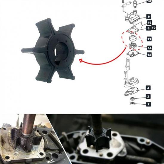 1× Water Pump Impeller 47-96305M For Mercury Mariner 4 5HP 2&4 Stroke 1 Cylinder