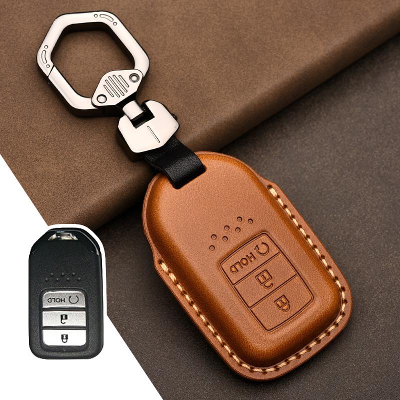 Leather Car Key Case Cover Shell for Honda Civic Accord Fit Hrv Crv Jazz City Protector