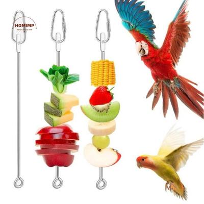Support de nourriture pour oiseaux en acier inoxydable réglable résistant à la rouille mangeoire pour cage à oiseaux suspendu avec crochet jouets de recherche de nourriture pour oiseaux perroquets animaux de compagnie