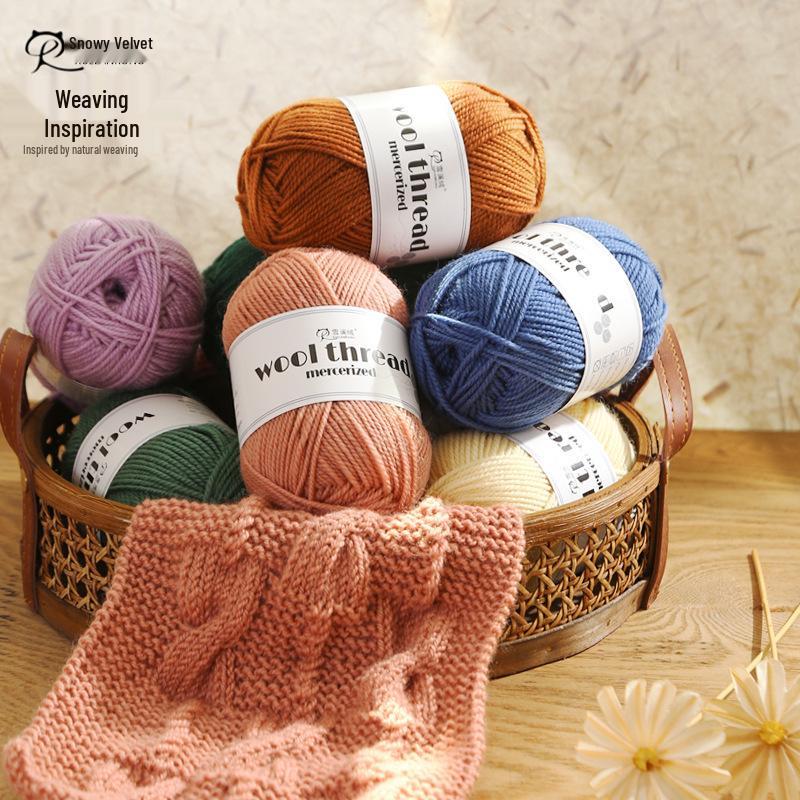 Snowy Velvet 3-Ply Medium Thick Yarn Kit: Knitting Needles, Scarf, Sweater, Baby Yarn, Crochet, DIY Material.