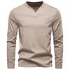 AIOPESON High Quality Men's Long Sleeve T-shirt Fashion Pure Cotton Henley Collar Long T Shirt Man Polera Manga Larga Hombre