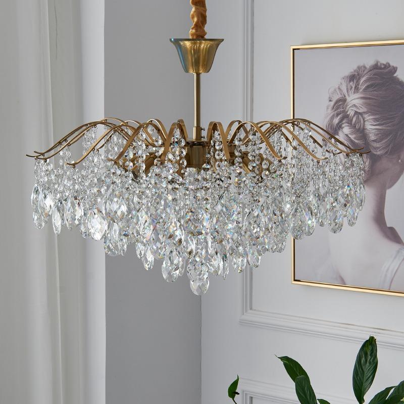 Luxury French Crystal Led Ceiling Pendant Lamps Nordic Bedroom Living Room Dining Table Amber Lustre Art Decor Chandelier light