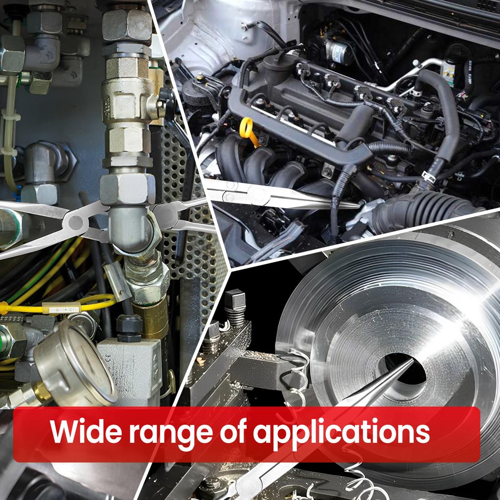 Long Reach Needle Nose Pliers 13 Inch Chrome Vanadium Steel Double Joint Long Nose Pliers with Ergonomic Handle for Tight Space