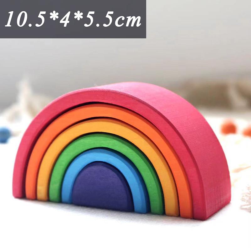 Montessori Mini Rainbow Building Block Stacking Game Kids Balance Sensory Toy Wooden Crafts Fine Motor Training Educational Toys