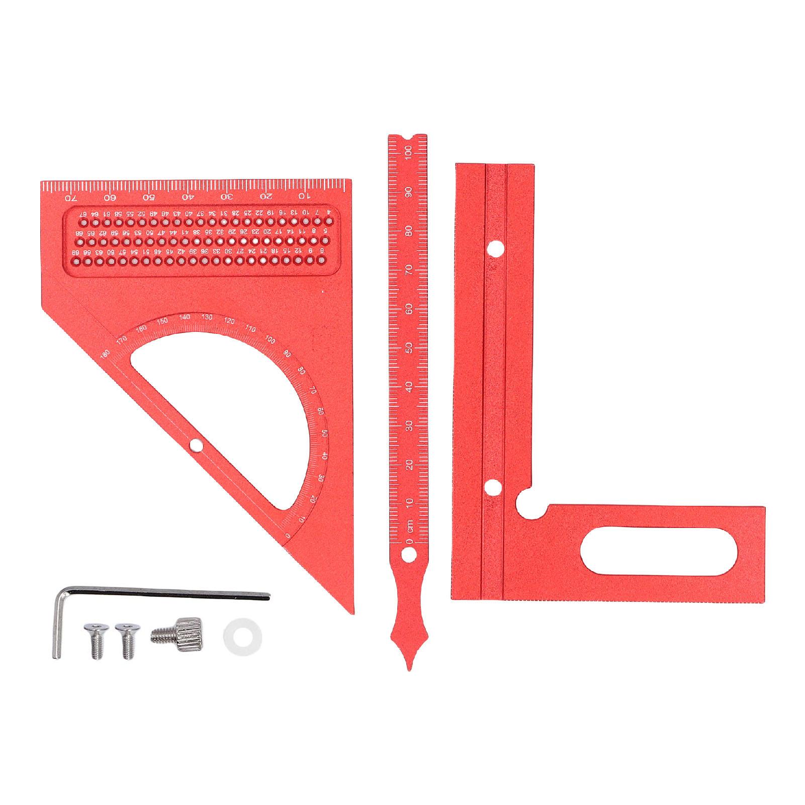 Woodworking Semi Circular Pointer Angle Square Metric Aluminum Alloy Carpenter Protractor 3D Adjustable Multifunctional colore grigio argento