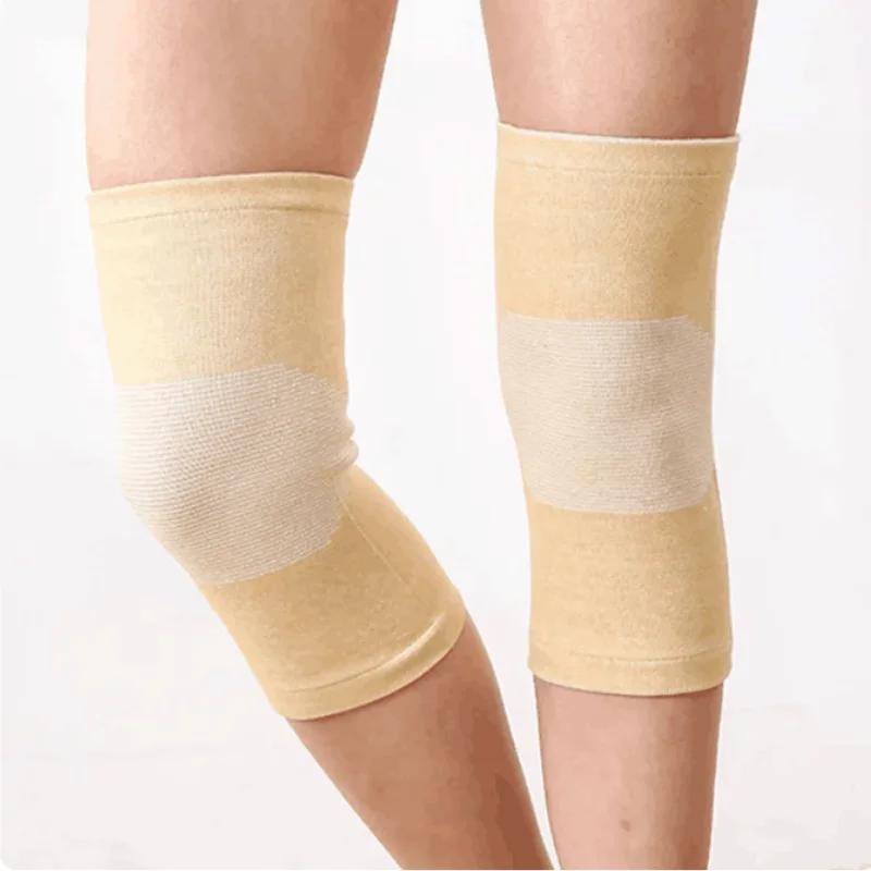 1 Pair Knee Support Protector  Leg Arthritis Injury Gym Sleeve Elasticated Bandage Knee Pad Charcoal Knitted Knee Pads Warm