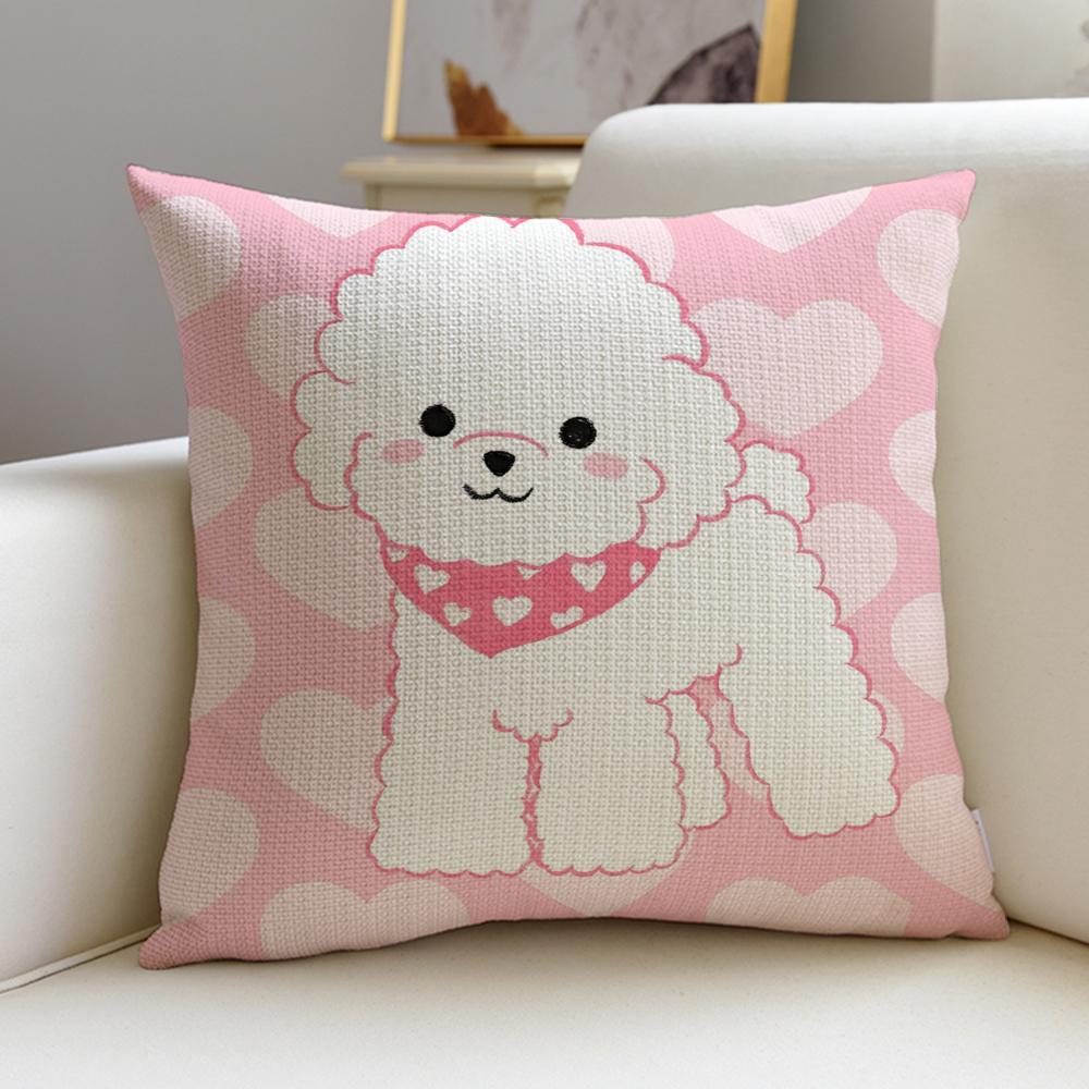 Flauschiges Bichon Frisé Muster Kissenbezüge Stück Leinen Dekokissenbezüge x x Moderne Wohnkultur