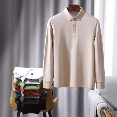 Long Sleeve Polo Shirt Men'S Business Casual Solid Color Autumn And Winter Bottom Shirt T-Shirt Premium Lapel T-Shirt