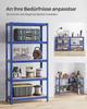SONGMICS 5-stöckiges Regal, Stahlregal zur Lagerung, werkzeuglose Montage, für Garage, Schuppen, Tragfähigkeit 875 kg, 40 x 90 x 180 cm, Blau