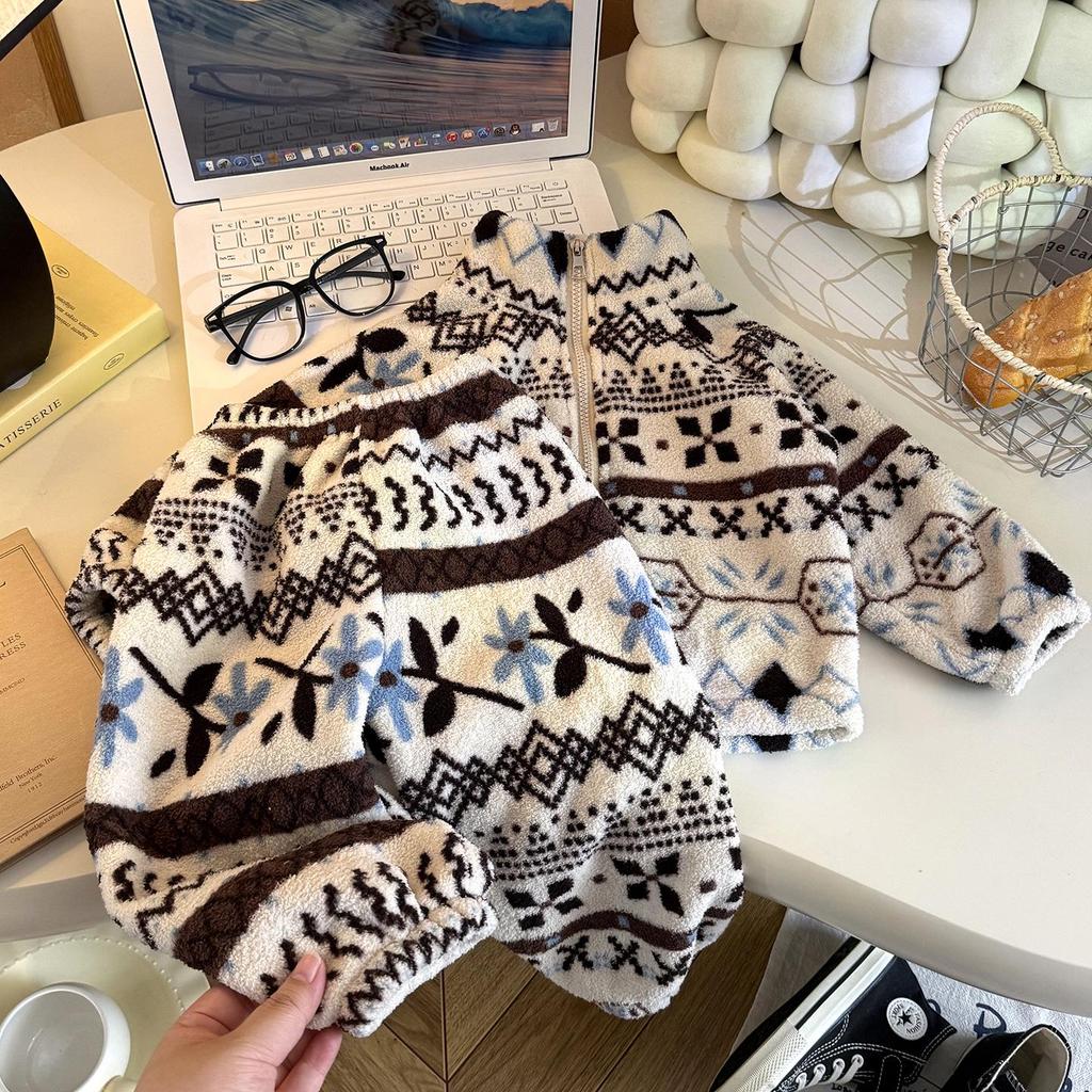 Autumn/Winter Plush Thickened Korean Style Kids Homewear Set - Warm Boys & Girls Clothing