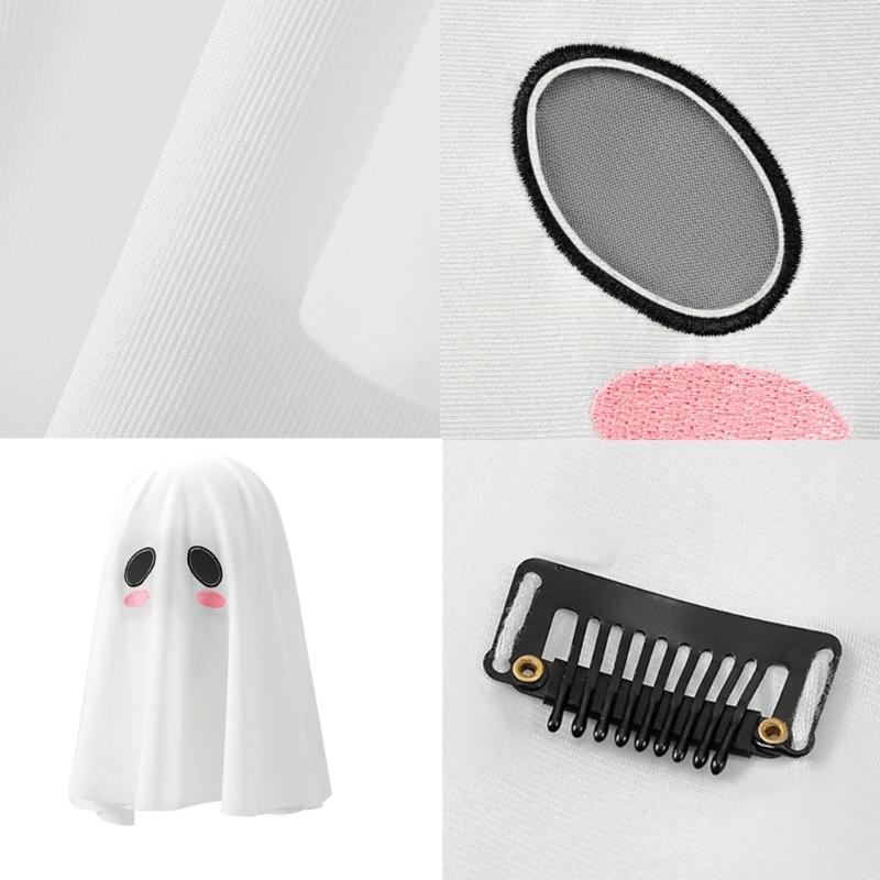 White Phantom Hooded Scarf For Horror Cosplay Stretchy Polyester Fabric Head Cover Ideal For Haunted House Event