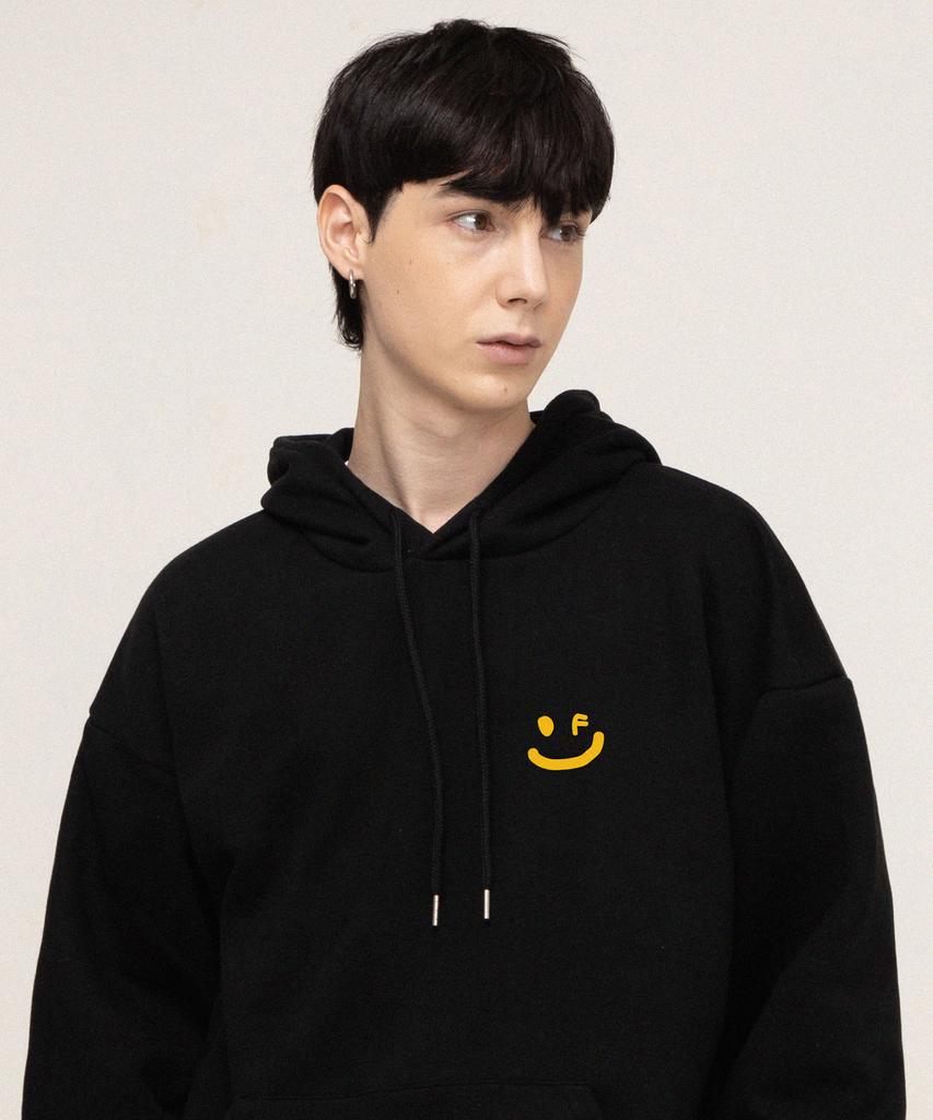 [Unisex] Small Drawing Smile Hoodie_Black