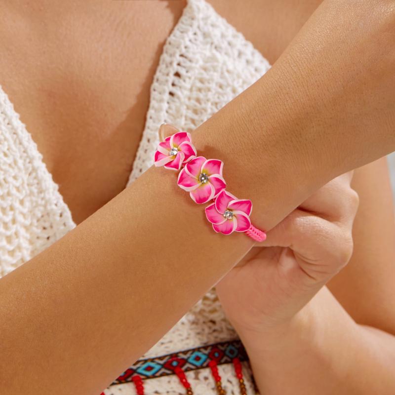 

Boho Hawaiian Flower Bracelet For Women Beaded Braid Rope Bangle Summer Beach Vacation Party Jewelry Best Friend Gifts A6