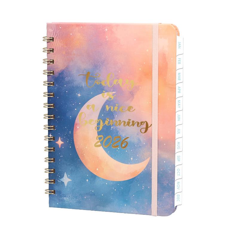 2026 Cross-Border Schedule Notebook Customization High-Value TEMU A5 Hard Shell Spiral Bound Hand-Painted Plan This Coil