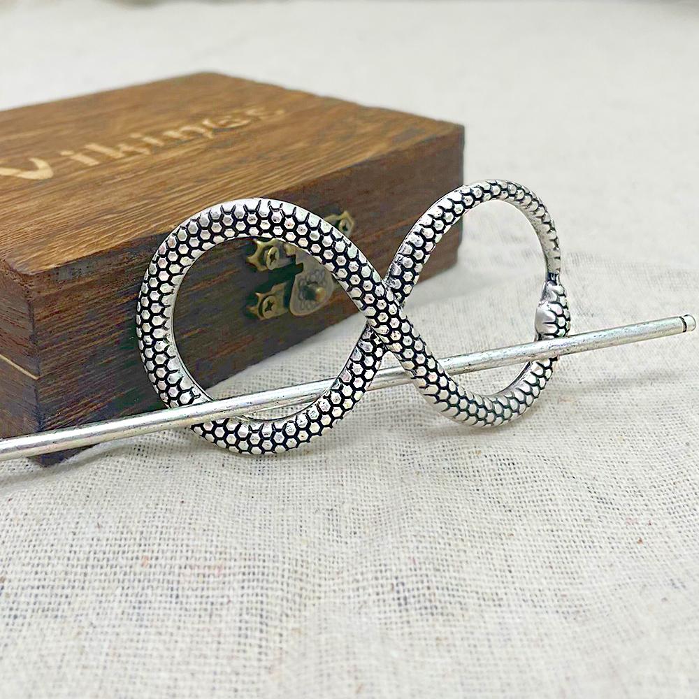 Vintage Vikings Snake Hairpins for Women Girls Metal Hair Stick Barrette Ouroboros Headdress Norse Mythology Jormungand Jewelry