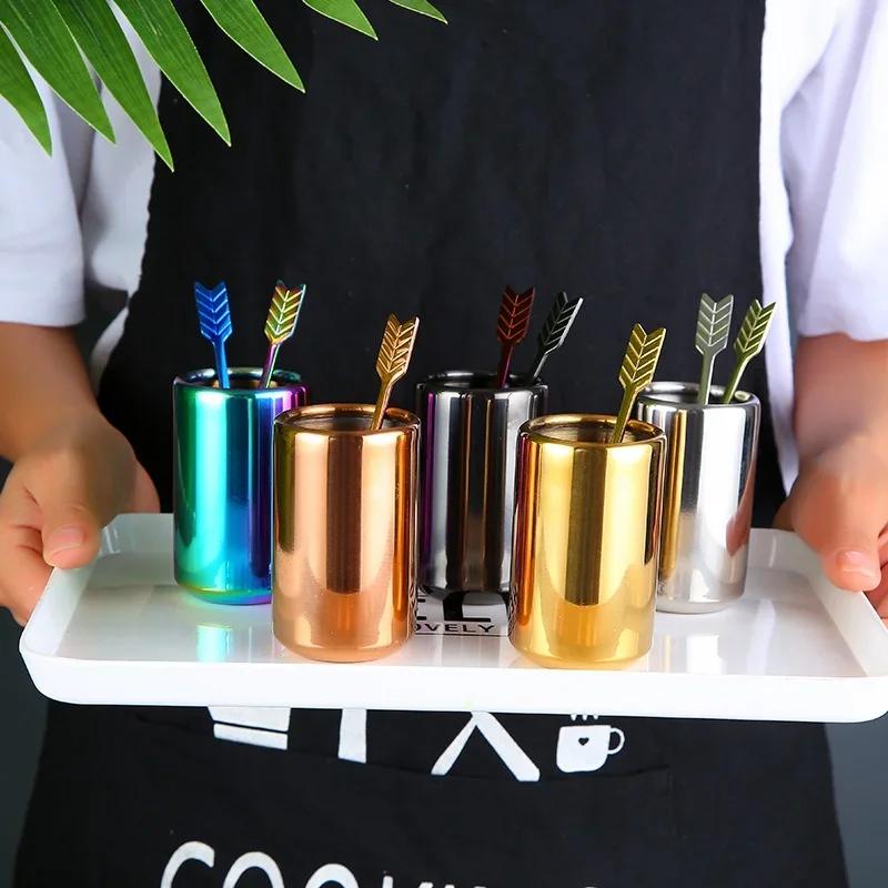Creative Bow and Arrow Fruit Stick 304 Stainless Steel Gold Plated Fruit Fork Coffee Honey Stirre
