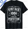 Decorazioni Vintage per il 35° Compleanno Maglietta Vintage 1991 35 Anni Maglietta Vintage Personalizzabile Individualità Abbigliamento Uomo