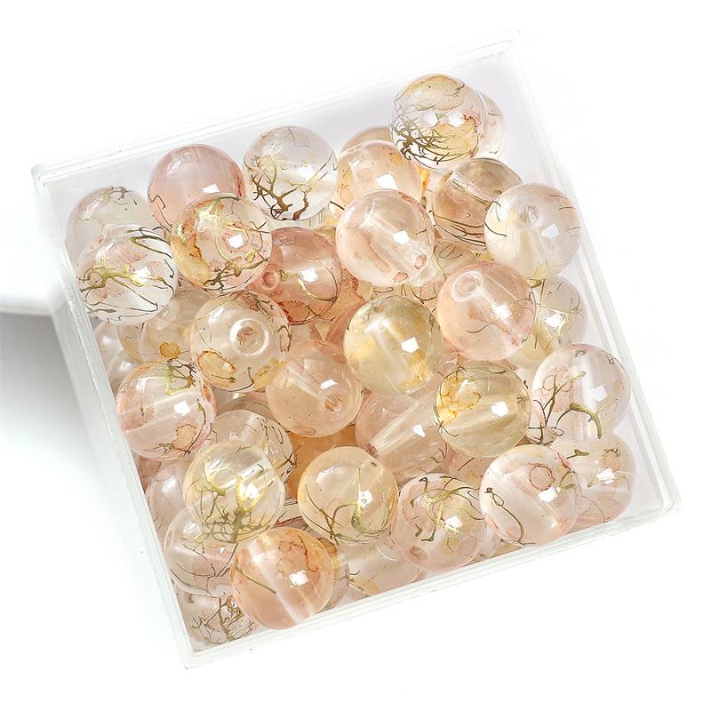 30/50pcs Crystal Glass Beads Ice Permeating Ink Halo Dyeing Sprinkles Golden Loose Spacer Beads for Jewelry Making