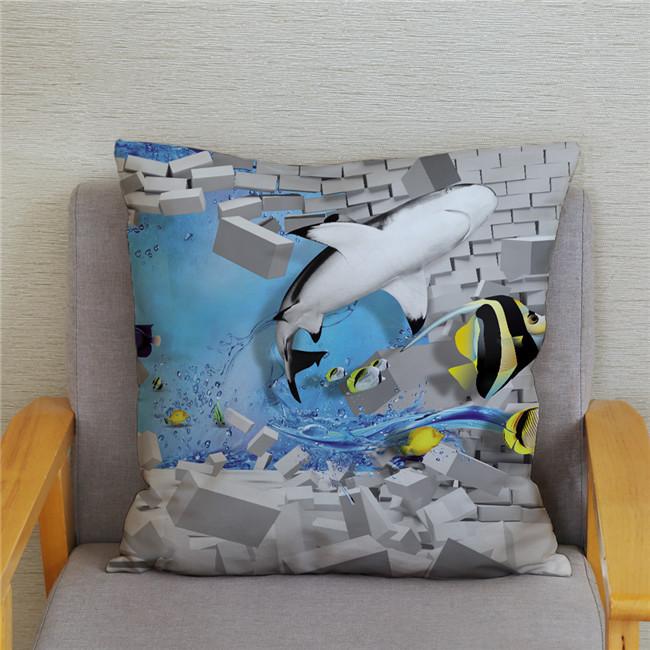Poszewka na poduszkę Wzór delfinów oceanicznych Nadruk świata podwodnego Poduszka Dzieci Sofa Dekoracja domu