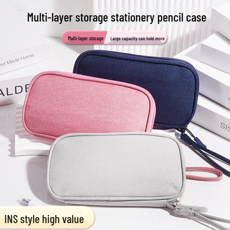 Dual-Layer High-Capacity Pencil Case - Stylish & Dirt-Resistant for High School Students