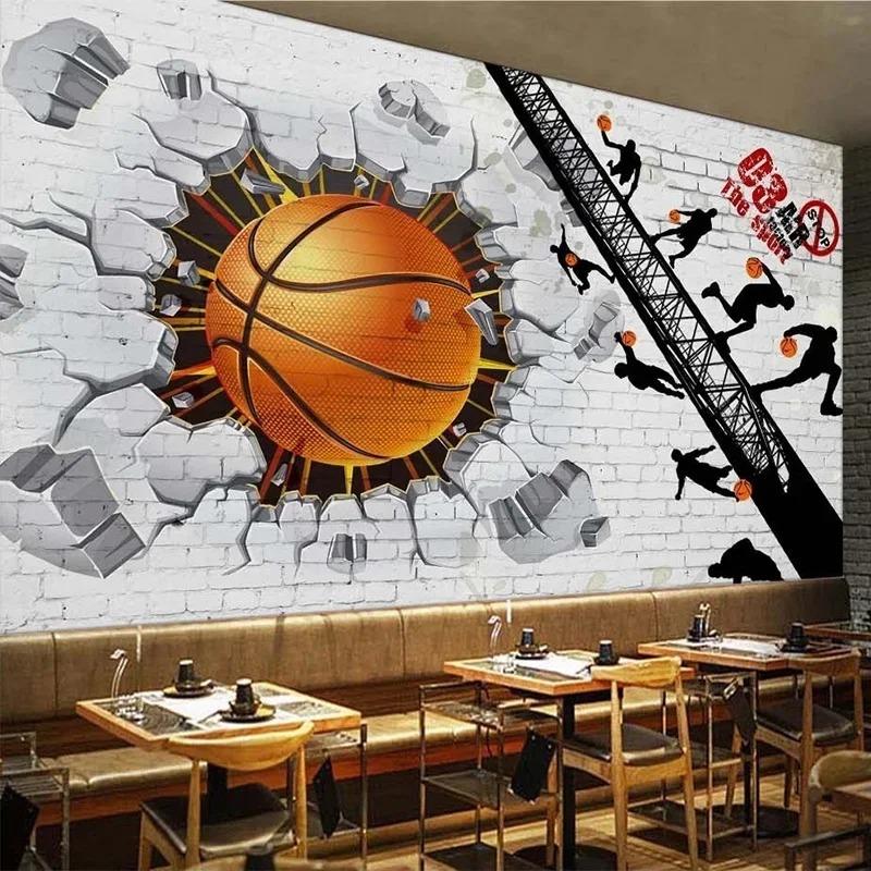

Custom 3D Wallpaper Modern White Brick Wall Basketball Retro Bar Cafe Restaurant Background For Papers Papel De Parede Frescoes 200 cm(W) x 140 cm(H)