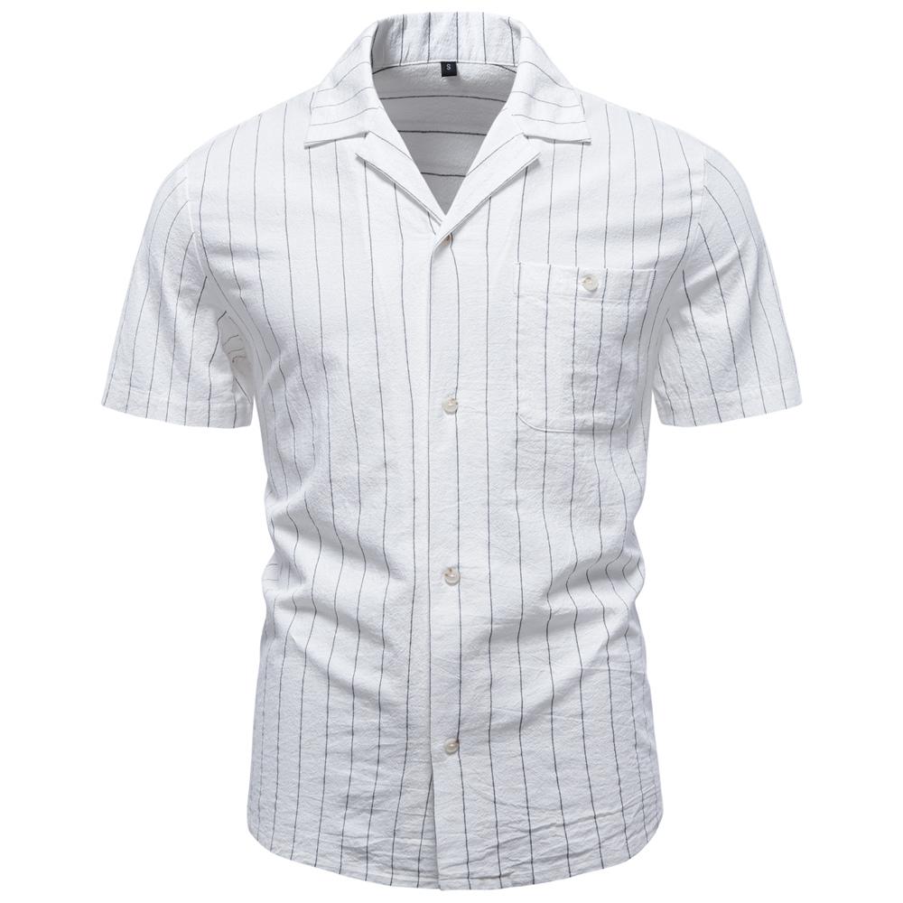 

STORN Men’s Casual Shirt Stripe Design Short Sleeve Button Pocket Cotton Soft Breathable Summer Lightweight Daily Shirts S