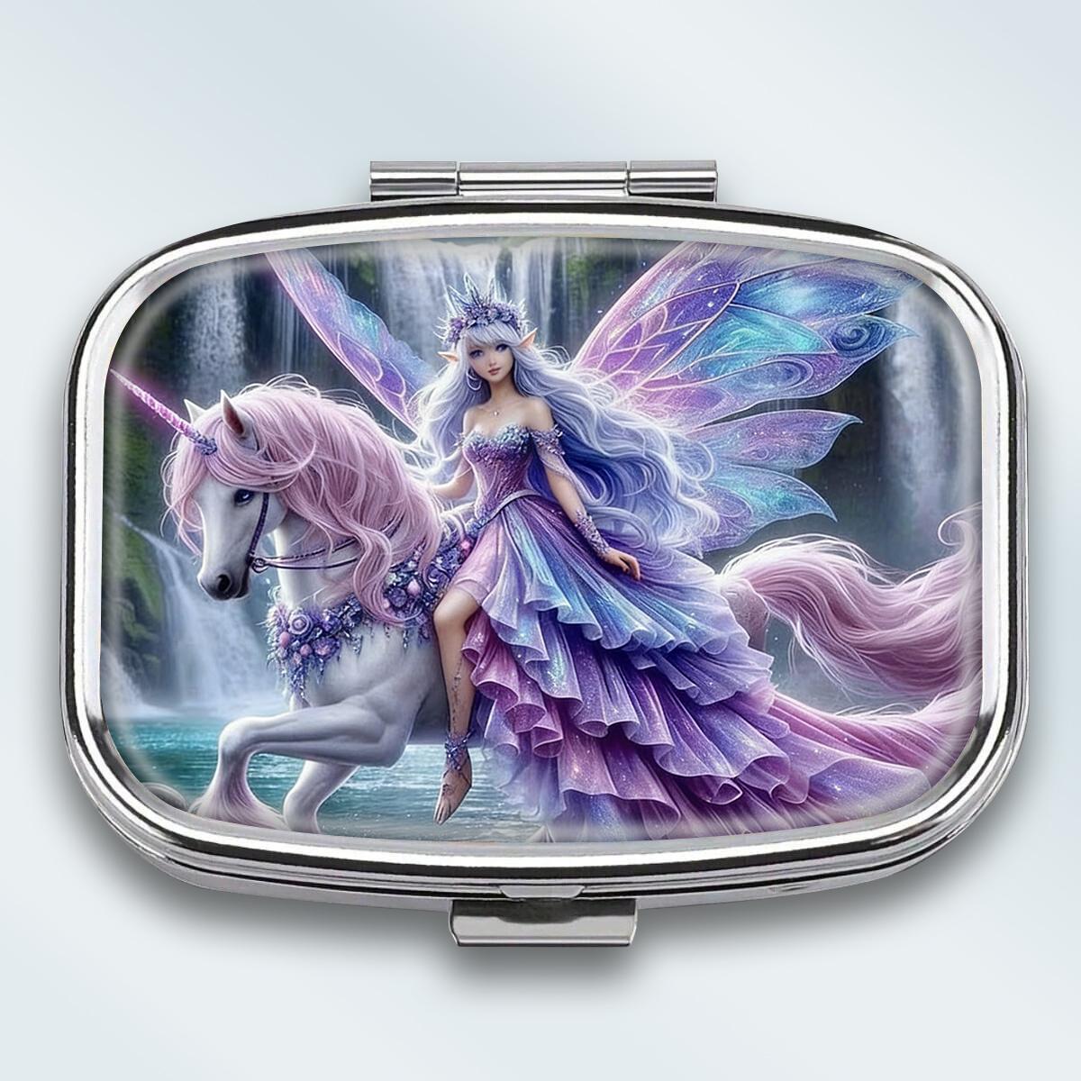 

Portable Pill Box with 2 Compartments, Mini Metal Medicine Organizer Case, Cute Printed Pill Container for Vitamins, Pills, Jewelry, Travel, Daily Use різнокольоровий