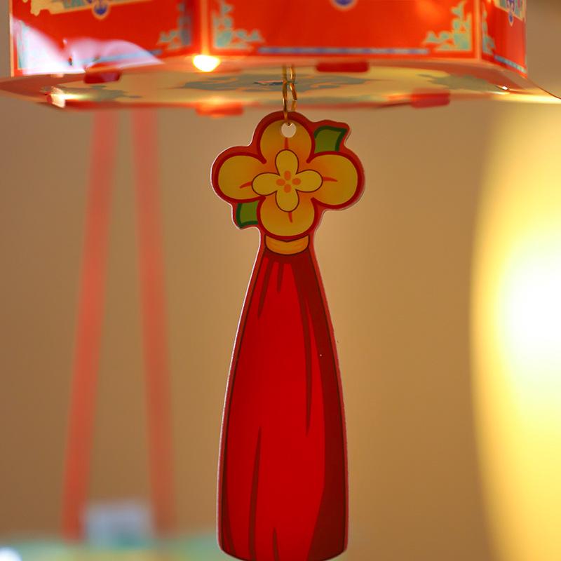 Handmade Children's DIY Mid-Autumn Festival Rabbit Lanterns: Ancient Style Hexagonal Palace and Handheld Flower Lanterns, Hanfu Accessories.