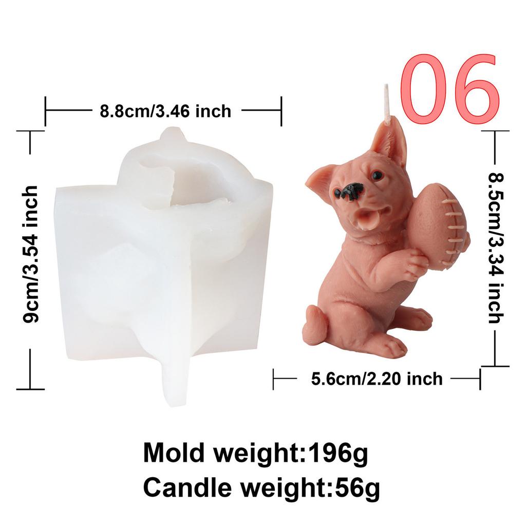 3D Cartoon Animal Dogs Bears Silicone Candle Mold Pet Teddy Puppy Mould Dog Scented Handmade Craft Resin Plaster Mould