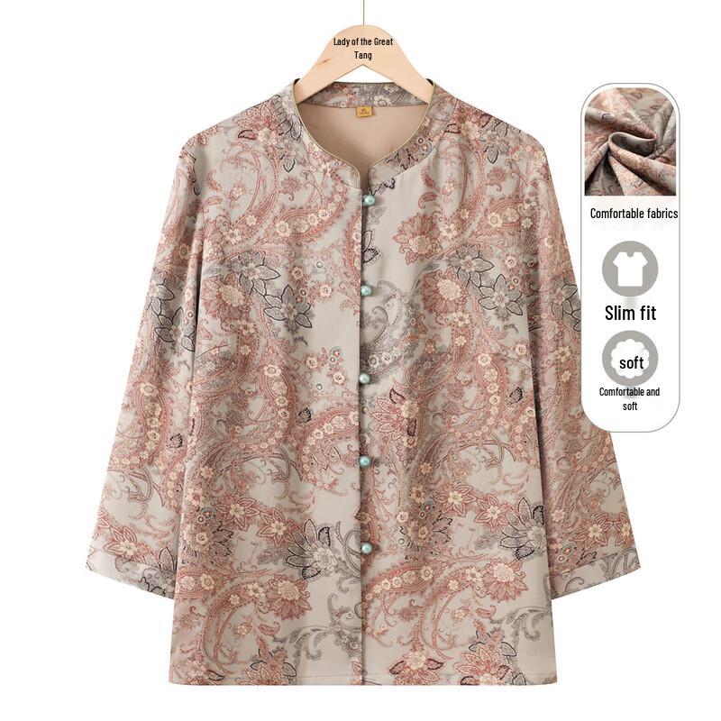 Elegant Women's Loose Fit Floral Print 3/4 Sleeve Blouse