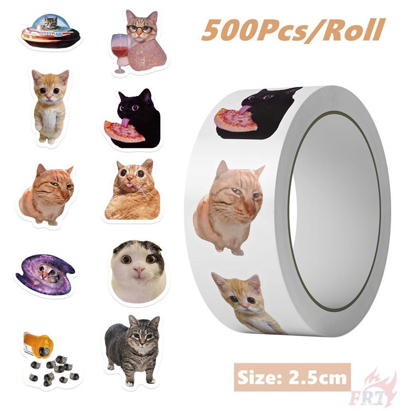 500Pcs/Roll Q Internet Celebrity Cats Kids Rewards Stickers - DIY Scrapbooks Album Decor Sealing Label Decals
