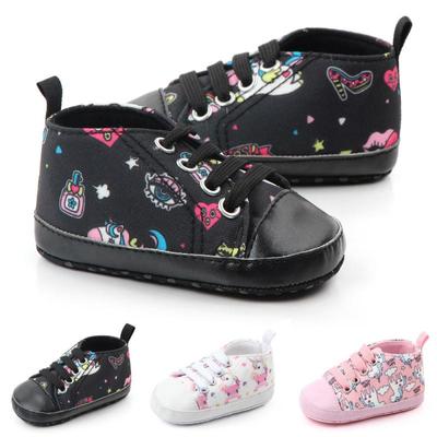 Unisex Baby Weiche Gummisohle Canvas Schuhe Niedlicher Cartoon-Druck für Kleinkinder Prewalker Schuhe