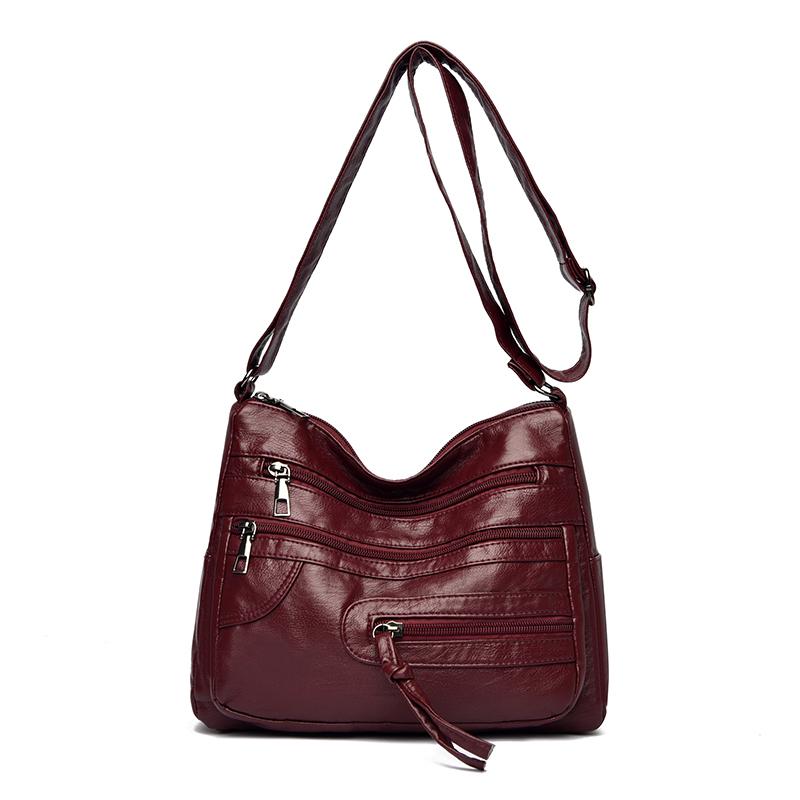 Large Capacity Women's Solid Color Shoulder Bag Multi-Layer Crossbody Bag Multi-Functional Mother Bag