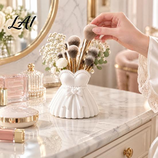 Desktop Stationery Holder Wedding Dress Vase 3D Printed PLA Makeup Brush Storage Dressing Table Accessory Box Decorative Cosmetic Container