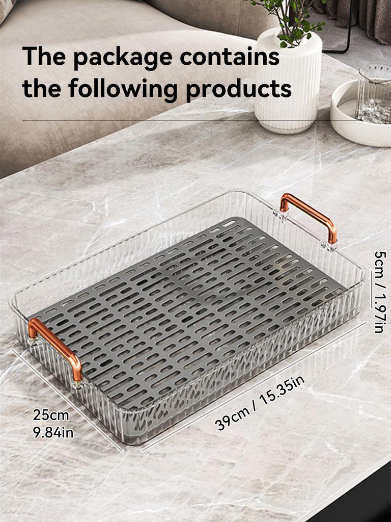 Kunststoff Doppel Schicht Tee Tablett Mit Griff Multifunktionales Rechteckiges Abtropf-Aufbewahrungstablett Zuhause Wohnzimmer Kuchen Obsttablett