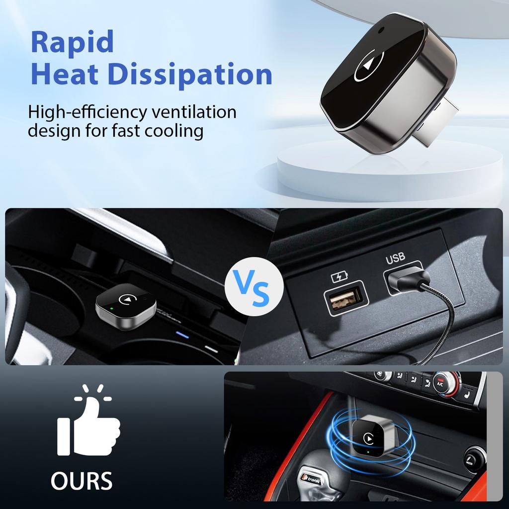 2 In 1 USB C Portable Wireless CarPlay Adapter Android Auto 5Ghz WiFi Bluetooth Car Dongle Compatible with Most Cars