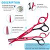 SANGELAR 6 Inch Hair Scissors for Red and Black Hair Flat Scissors, Thinning Scissors, Be Your Own Barber, Trim Bangs DIY Hairstyle