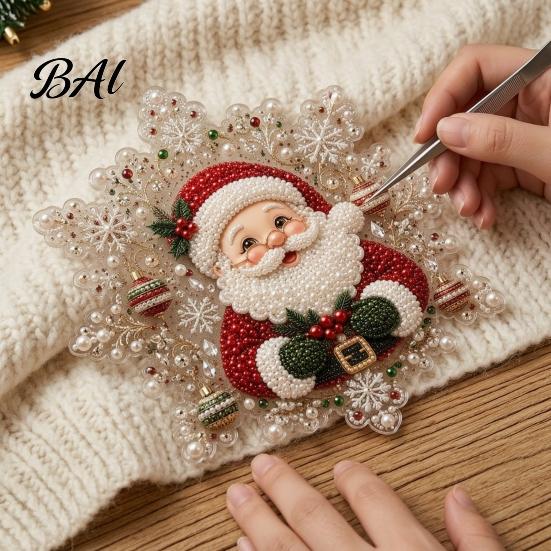 Weihnachts-Bastelsets für Erwachsene Perlenmalerei-Sonnfänger-Kunstset, Acryl-Schneeflockenform-Platte, Handgefertigte Baumdekoration mit Spitzenrand, 3D